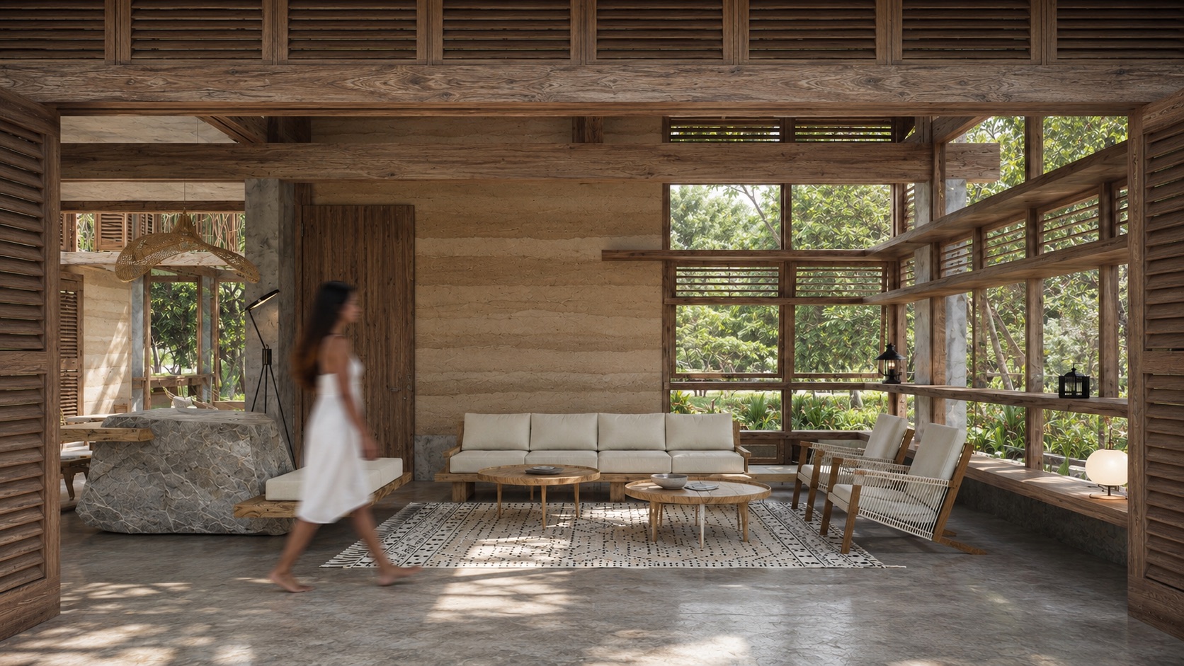 Imagen del proyecto GUA 01, refugio en Santander, CO, con tapia pisada y madera estructural — arquitectura de LINEA PRIMA, arquitectos en Bogotá.