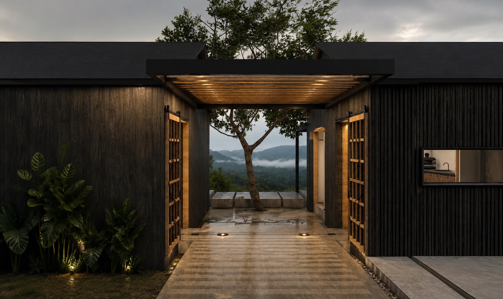 ORO 01 — vivienda unifamiliar en Cundinamarca, CO por LINEA PRIMA: acero negro y madera carbonizada (shou sugi ban).